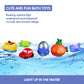 Light Up Bath Toys Transport Glowing Tub Toy with Auto Colourful Flashes Light 6pcs Floating Submarine Rocket Ship Car Airplane Aircraft Model Toy