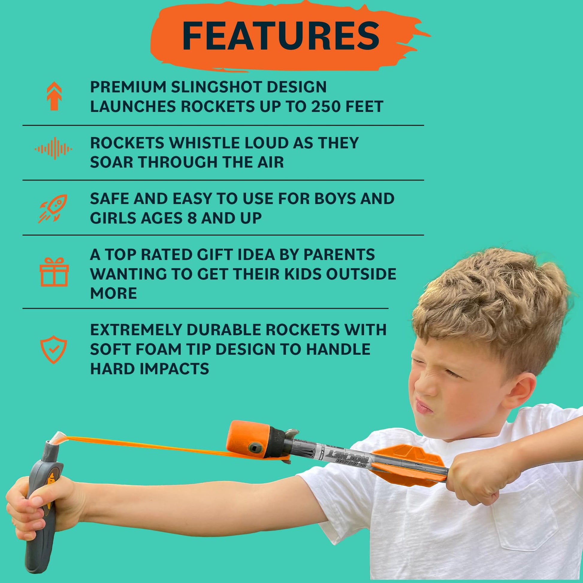 Toy Rocket Launcher for Kids: Outdoor Toys Slingshot Rocket Launchers - Best 6-10 Year Old Boy Gifts for Teens Boys & Girls All Ages - Fun Summer Toys