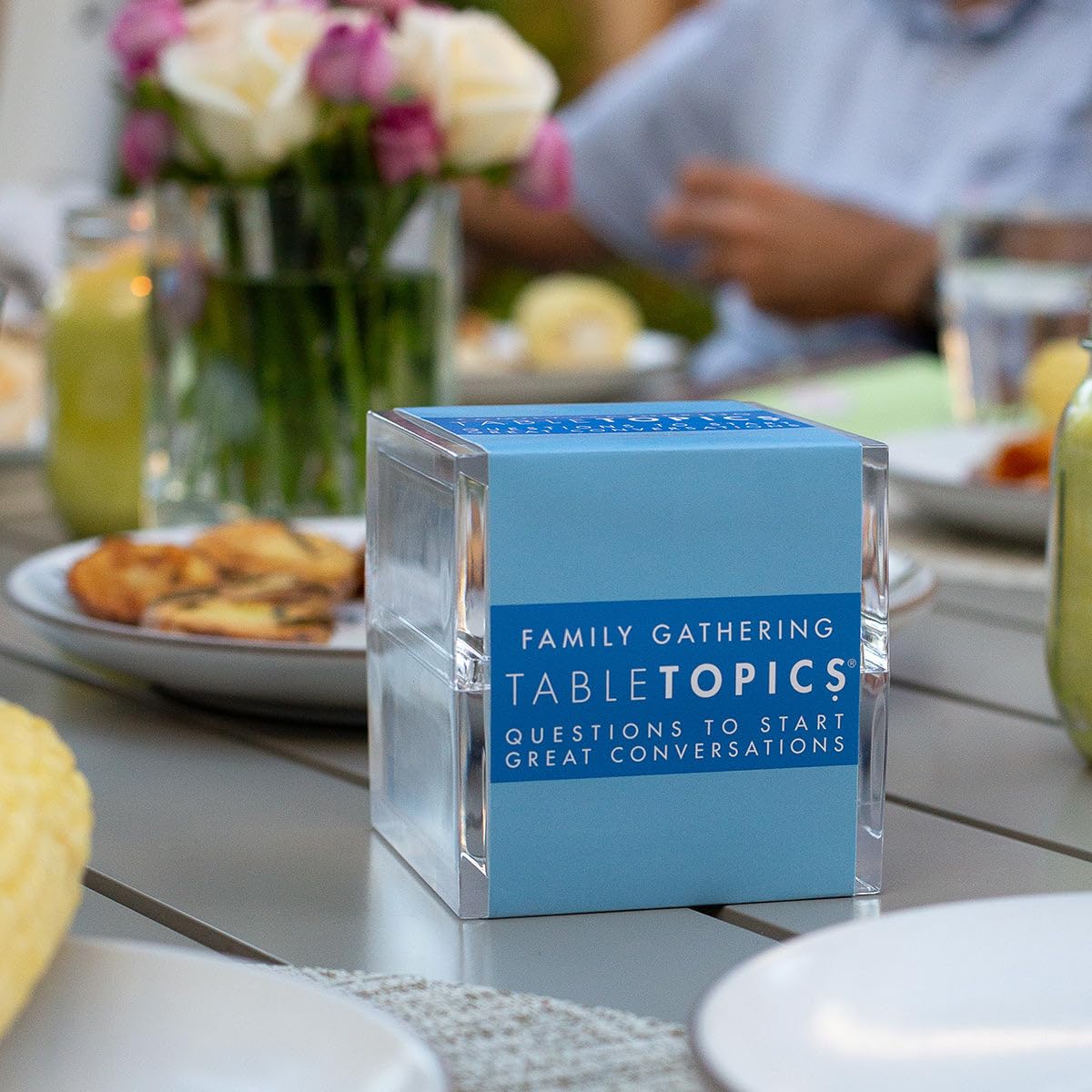TableTopics Family Gathering Conversation Cards for Multi-Generational Get Togethers with 135 Questions to Use with Relatives at Reunions, Holidays