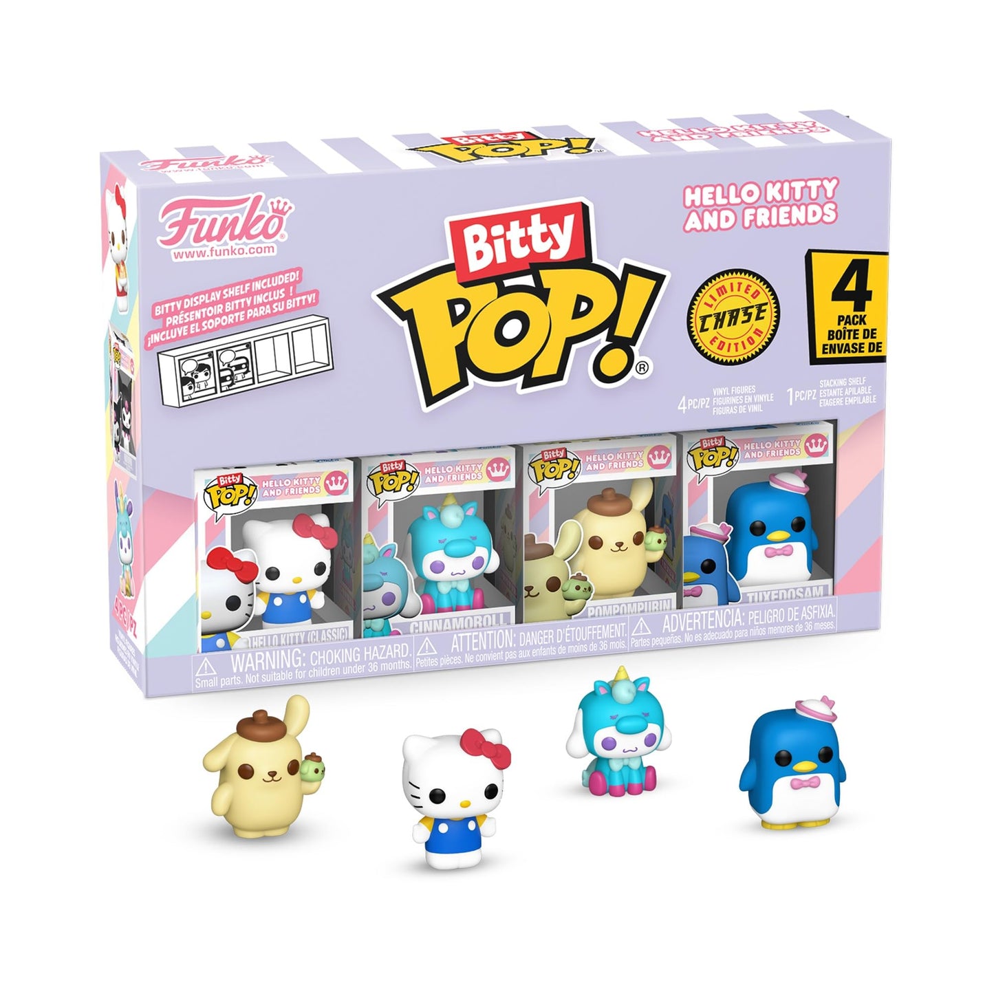 Funko Pop! Bitty: Sanrio - Hello Kitty (Classic), Cinnamoroll, Pompompurin, and A Surprise Mystery Mini Figure - 0.9 Inch (2.2 Cm) - Hello Kitty
