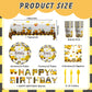 Cecnamt Construction Birthday Decorations, 170 Pcs Construction Birthday Party Supplies Including Banner, Plates, Cups, Napkins, Cutlery