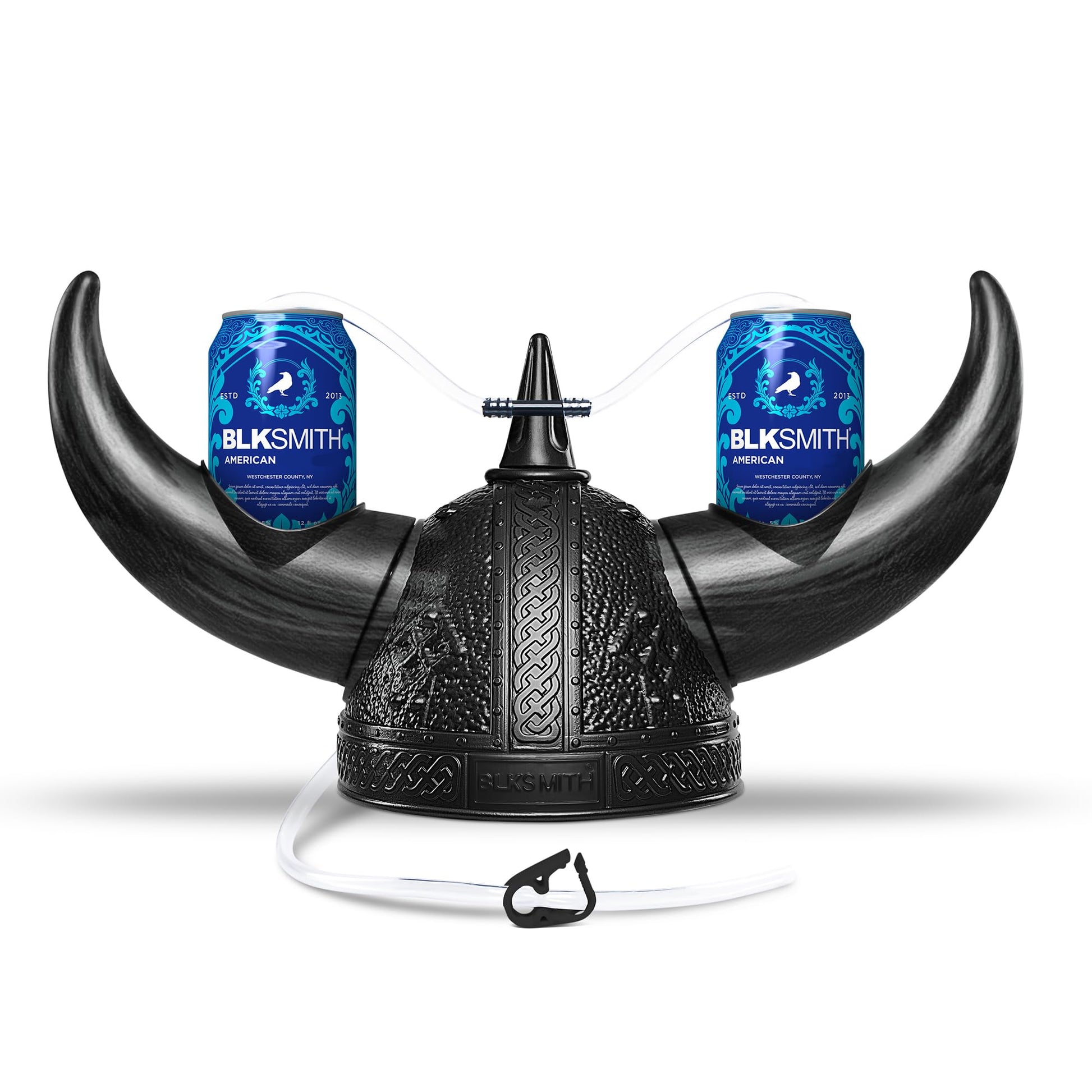 BLKSMITH Viking Drinking Helmet with Straws - Funny Beer Hat Holds 2 Cans - Adjustable Novelty Drinking Helmet Fits 16-24" Head - Gag Gift for Men
