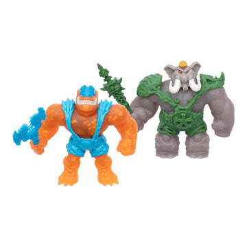 Goo Jitzu Tyro vs Gigatusk Versus Pack, 2 Stretchy Battle Figures with Mega Weapons, 5.5-Inch Action Toys for Kids