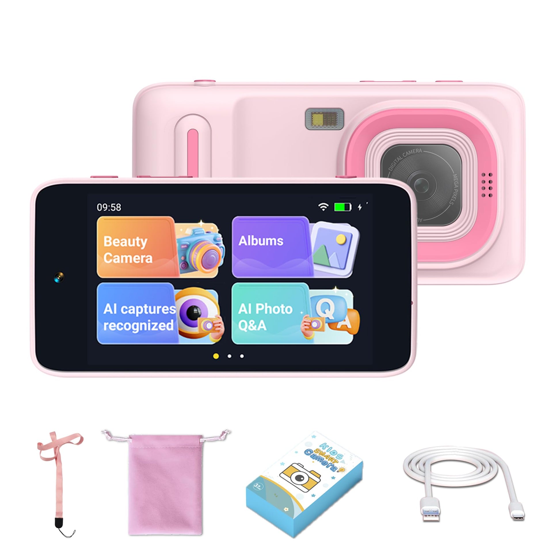 Gimywit AI Kids Camera for 3-11 Year Old Boys and Girls, AI Learning Digital Video Camera with with Object Recognition, Best Birthday, WiFi Kids Toy