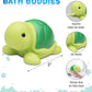 DolliBu Sea Turtle Bath Buddy Squirter - Floating Green Turtle Rubber Bath Toy, Fun Water Squirting Bathtime Play for Toddlers, Cute Sea Life Animal