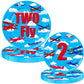 80 Pcs Airplane 2nd Birthday Party Decorations Two Fly Disposable Paper Dinner Plates Napkins Forks Dinnerware for Aviation Theme Boys 2nd Birthday