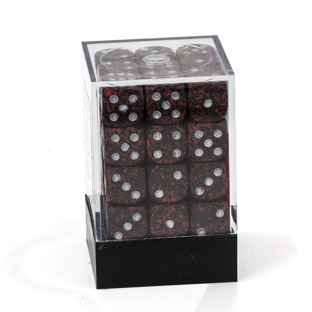 Chessex 12mm Speckled Silver Volcano Polyhedral Dice Set - Compatible with Dungeons & Dragons, Pathfinder & Other Tabletop RPGs - Includes 36 D6 Dice