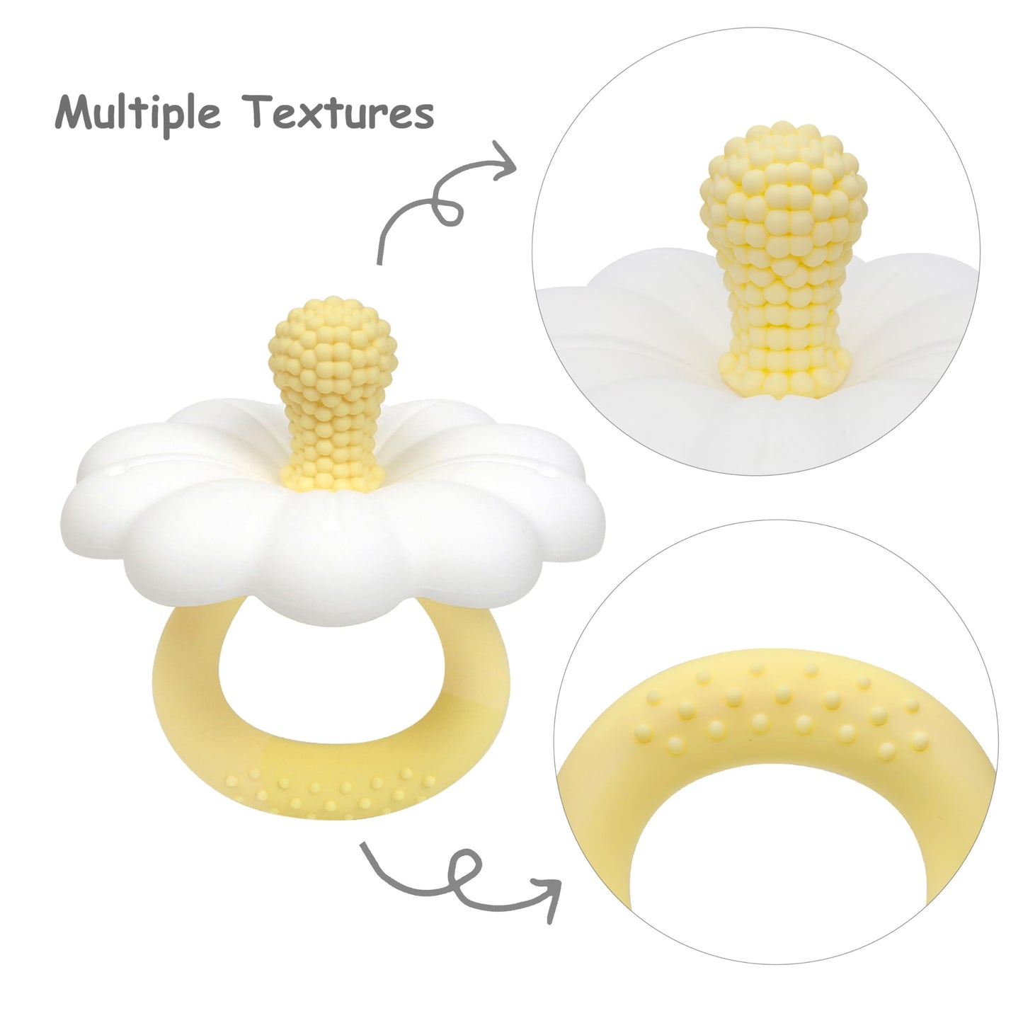 Ginbear Silicone Baby Teether for Girls, BPA Free Food Grade Infant Teething Toys, Soothing Baby Chew Toys, Sensory Teething Pain Relief Pacifier 3