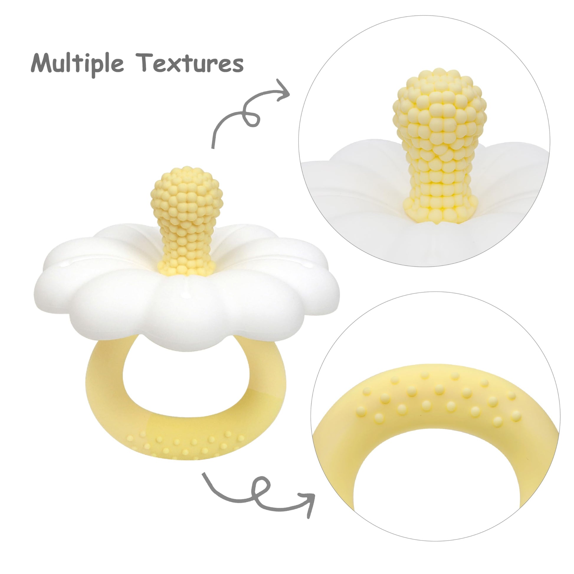 Ginbear Silicone Baby Teether for Girls, BPA Free Food Grade Infant Teething Toys, Soothing Baby Chew Toys, Sensory Teething Pain Relief Pacifier 3