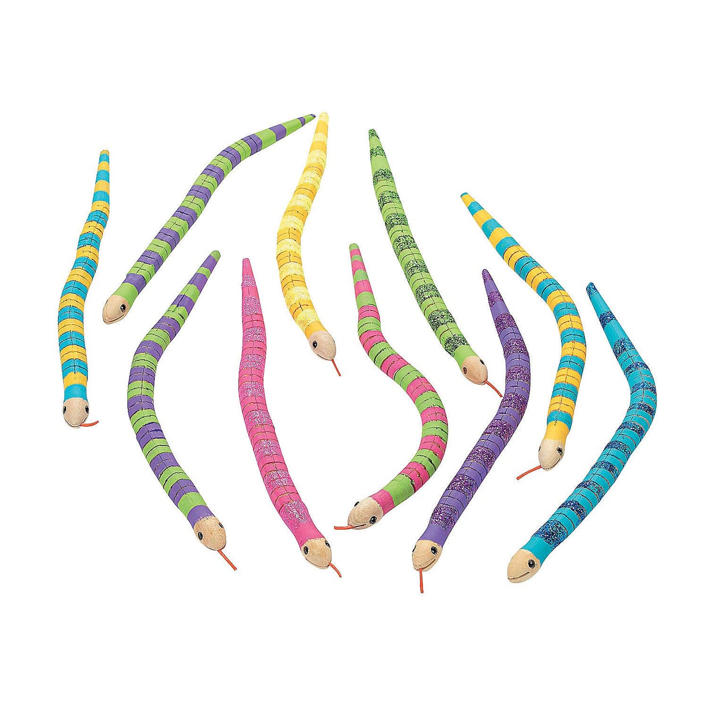 Fun Express DIY Wooden Snakes - Set of 12 - Crafts for Kids and Party Activities - VBS Vacation Bible School Supplies/Decor