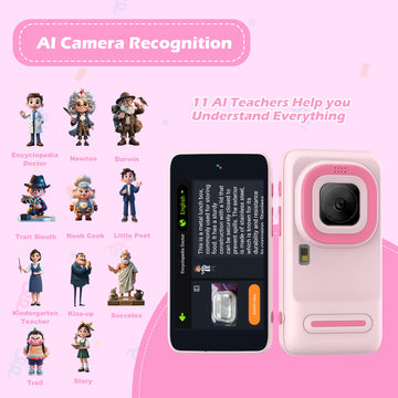 Gimywit AI Kids Camera for 3-11 Year Old Boys and Girls, AI Learning Digital Video Camera with with Object Recognition, Best Birthday, WiFi Kids Toy