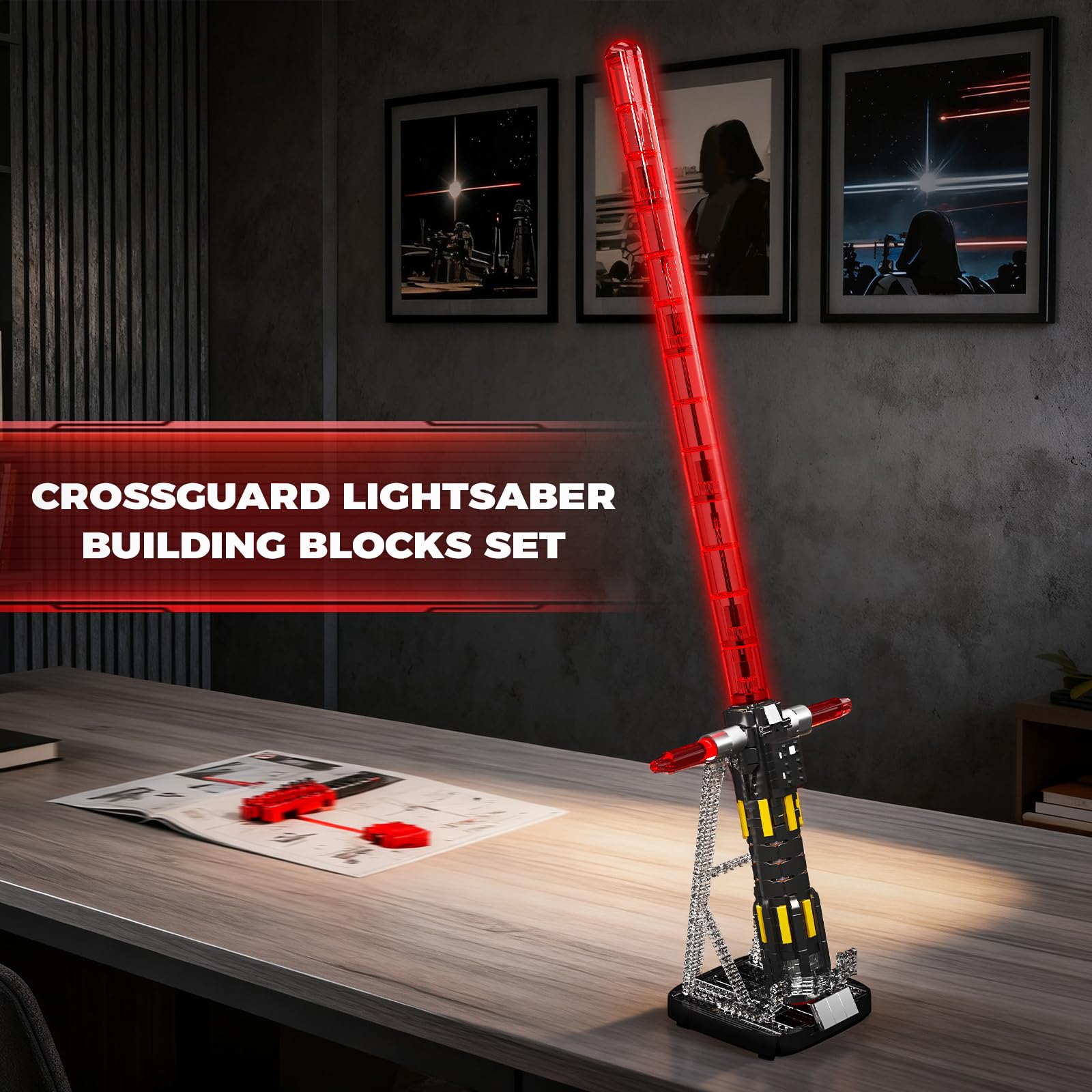 Mould King 10239 Lightsaber Building Set, LED Rechargeable Saber Sword Toy as Party, Halloween, Holiday, Birthday Gift, Creative Buildable Toy