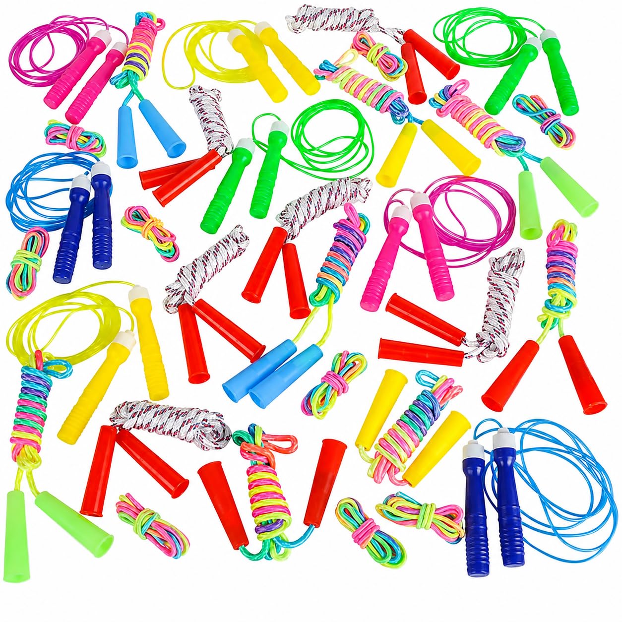 Jump Rope Assortment for Kids (12-Pack), Indoor & Outdoor Skipping Activity, Party Favors, 7 Feet