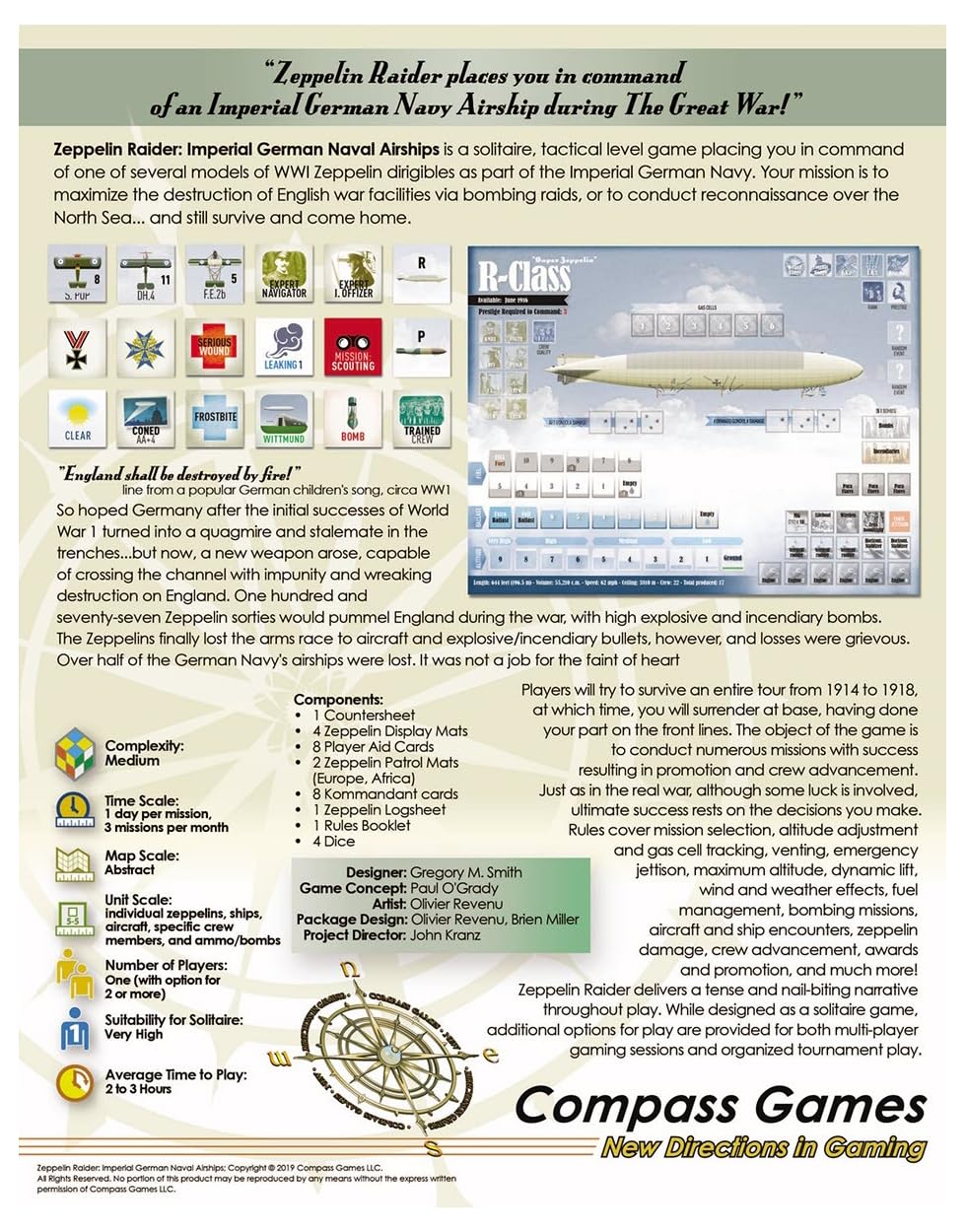 Compass Games Zeppelin Raider: Imperial German Naval Airships - 2nd Edition Adult Board Game