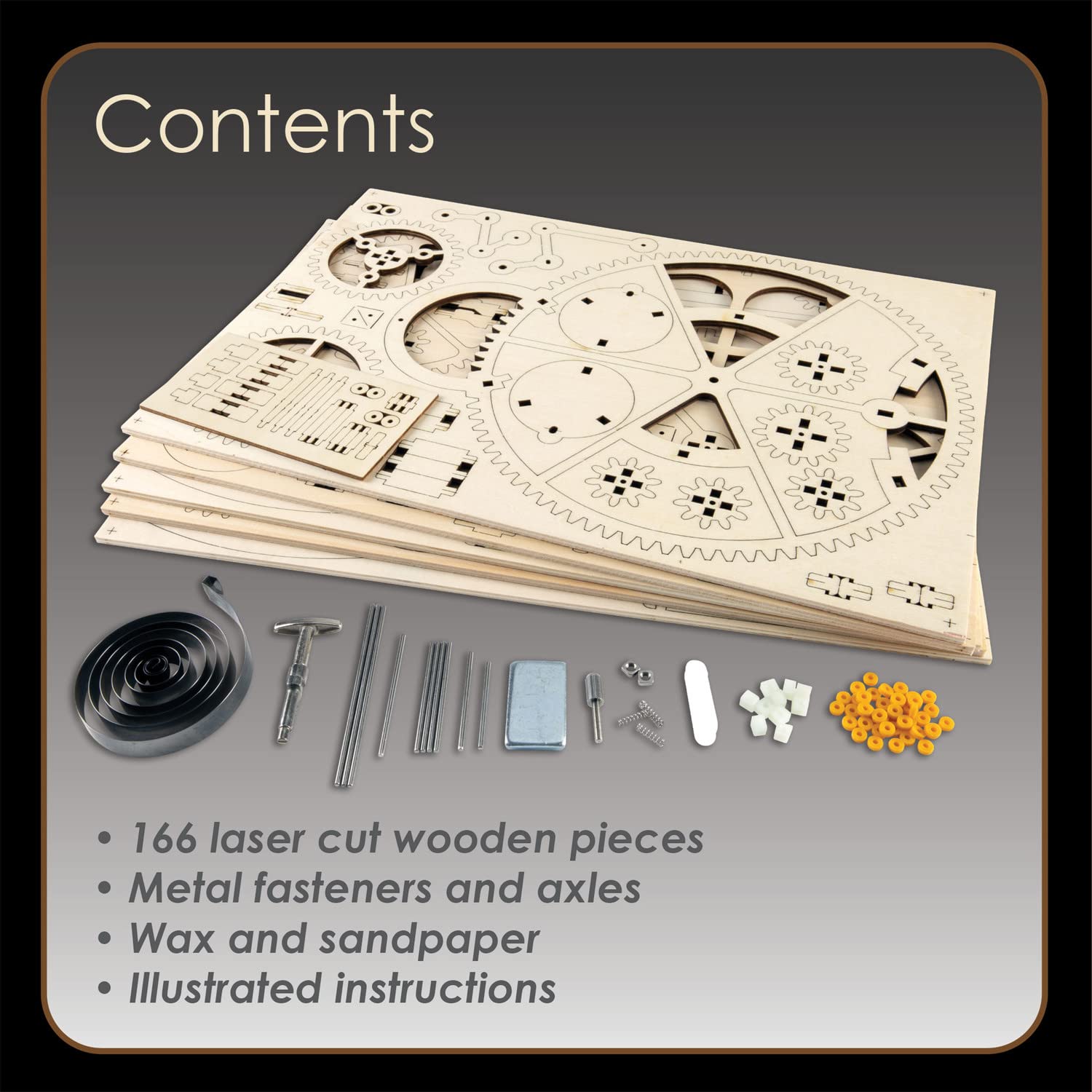 MindWare Gearjits Clock - 3D Wooden Mechanical Model Kit for Teens and Adults, Build Your Own Working Clock witj Moving Gears