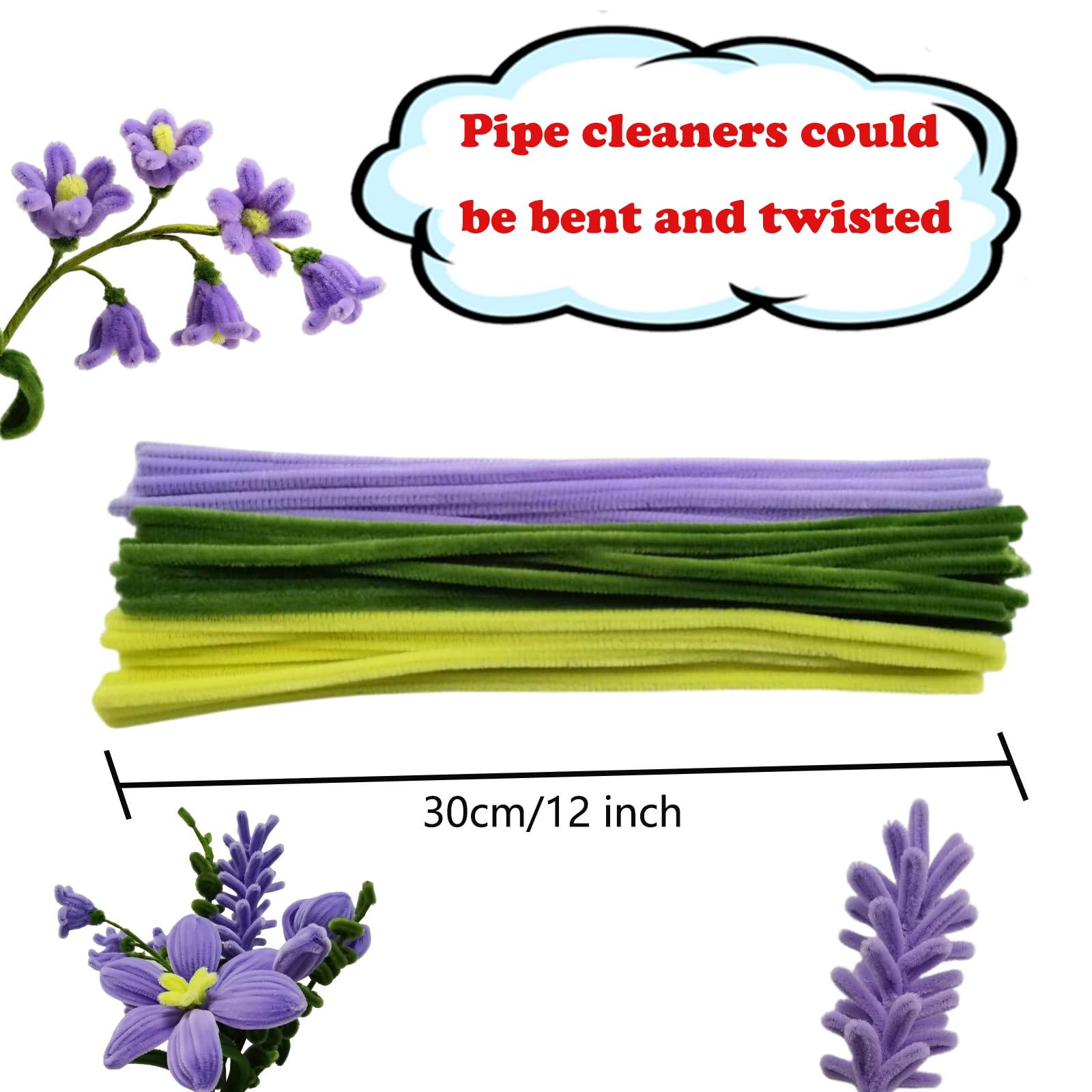 Swpohrat 210 Pieces Craft Pipe Cleaners Flower Set,Chenille Stem Pipecleaner Kit for Craft Tulip Lily Bouquet Making,DIY Craft Projects and Holiday