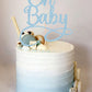 AHAORAY Oh Baby Cake Topper - Light Blue Glitter Baby Birthday Party Cake Decoration Supplies, for Baby Shower/Gender Reveal Party Photo Booth Props