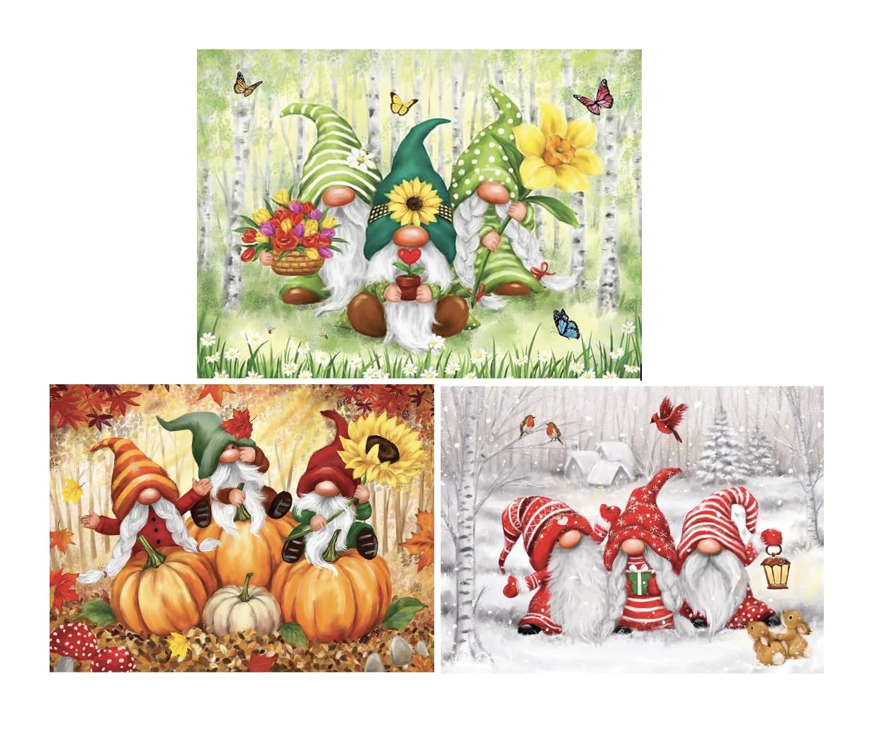 Bits and Pieces 1000 Piece Puzzles for Adults - Large 20" x 27" Jigsaw Puzzles 1000 Pieces Spring Fall & Winter Gnomes, Random Die Cut, No 2 Pieces