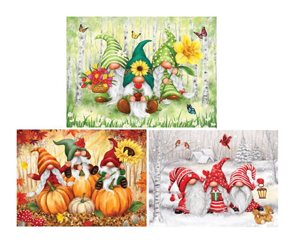 Bits and Pieces 1000 Piece Puzzles for Adults - Large 20" x 27" Jigsaw Puzzles 1000 Pieces Spring Fall & Winter Gnomes, Random Die Cut, No 2 Pieces