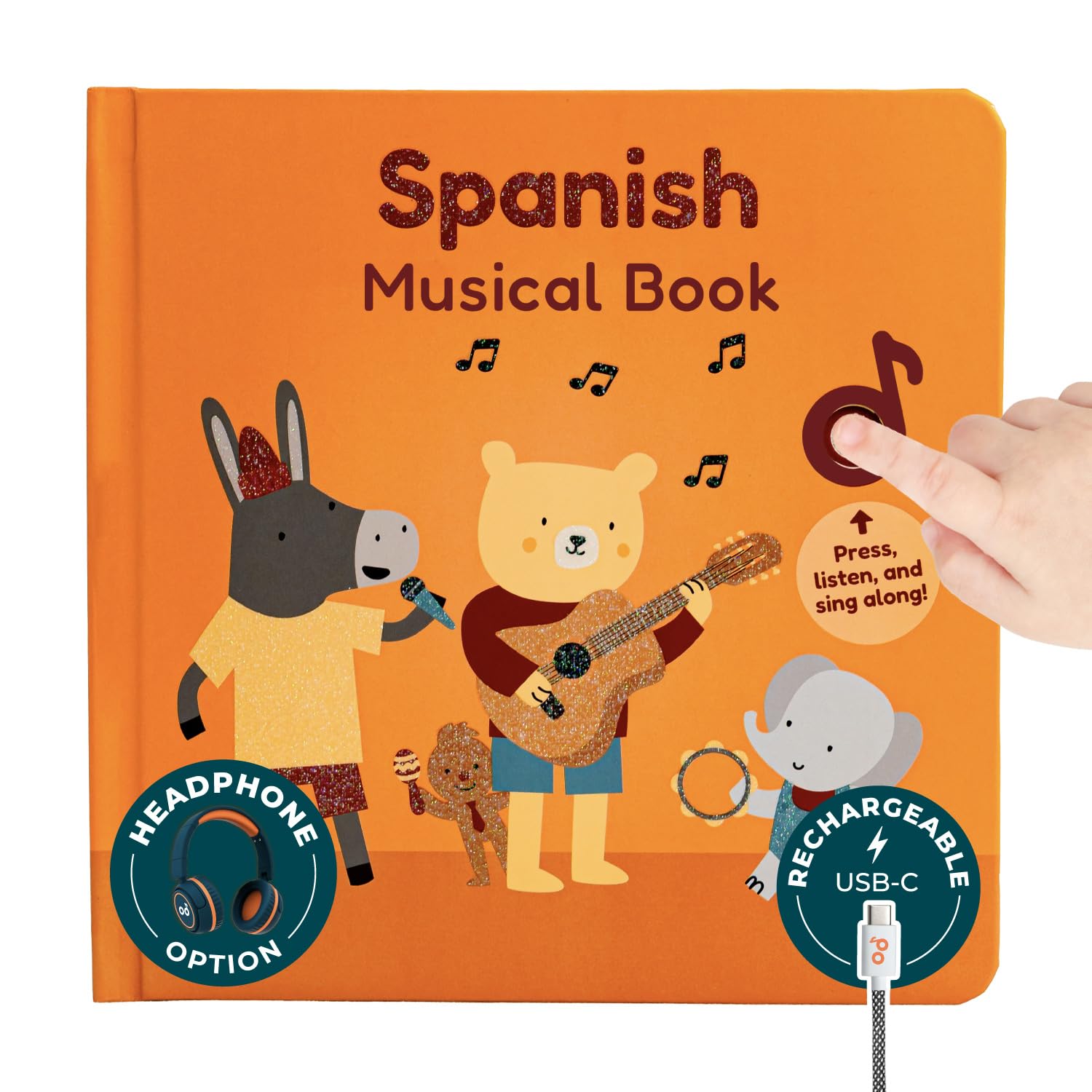Cali's Books Spanish Book for Toddlers 1-3 - Musical Books for Kids, Interactive Baby Sound Book, Educational Song Learning Toys, Bilingual Music Toy