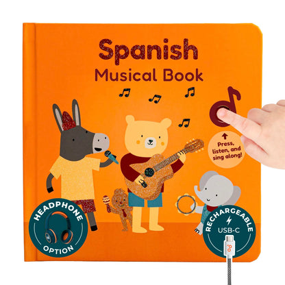 Cali's Books Spanish Book for Toddlers 1-3 - Musical Books for Kids, Interactive Baby Sound Book, Educational Song Learning Toys, Bilingual Music Toy