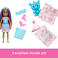 Barbie Chelsea Pop Reveal Doll Set, Shakes Series with 5 Surprises Including Scented Small Doll, Pop-It Pet & Color Change (Styles May Vary)