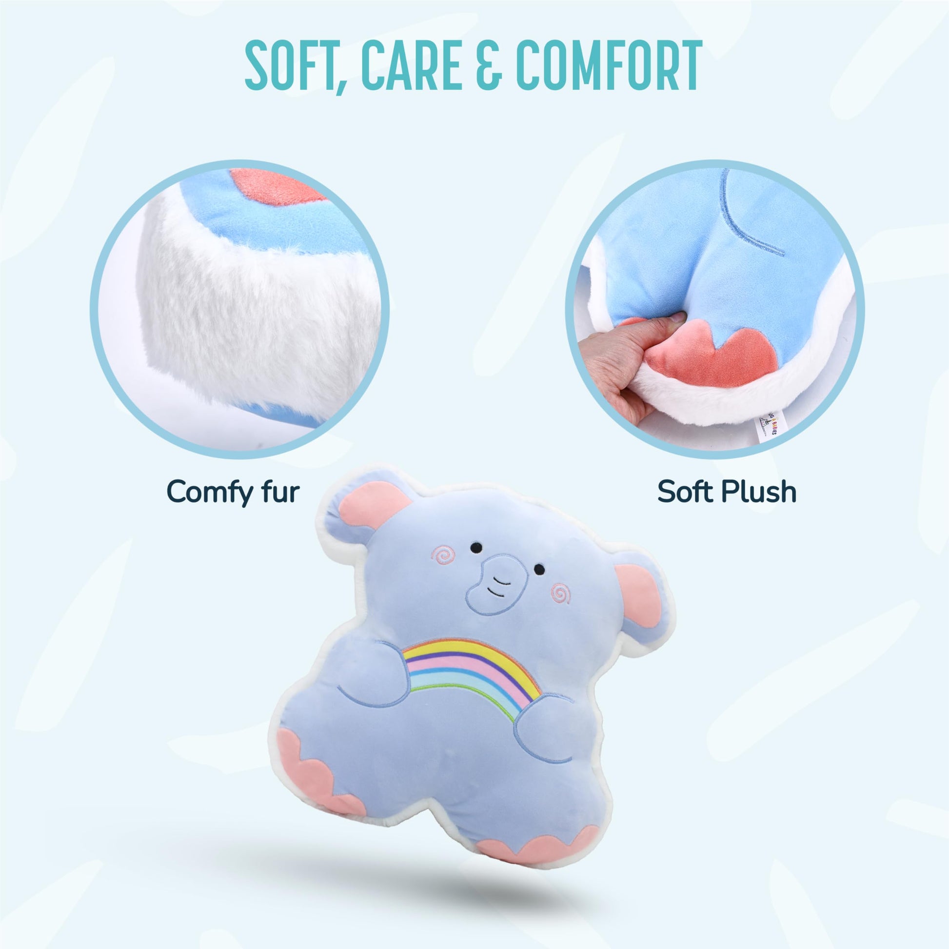 PixieCrush Wonder Products Stuffed Animal - Stuffed Elephant Pillow - Cuddle Plush - Blue Elephant Plush Animal - Soft Removable Washable Toy Plushy