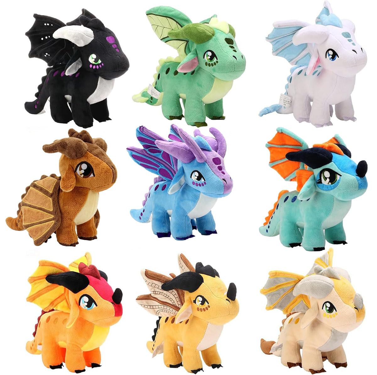 TOLLION Wings of Fire Dragon Plush Toy, 2PCS Flying Dragon Stuffed Animal, Glory Fire Winged Dragon Plush Pillow, Collectible Dragon Plushies Gifts