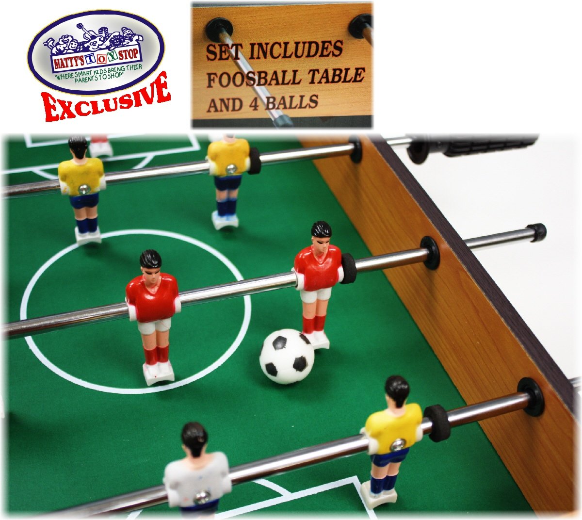 Matty's Toy Stop Deluxe 20" Wooden Table Top Air Hockey (Extra Pucks) & Foosball (Soccer) (Extra Balls) Games Gift Set Bundle - 2 Pack