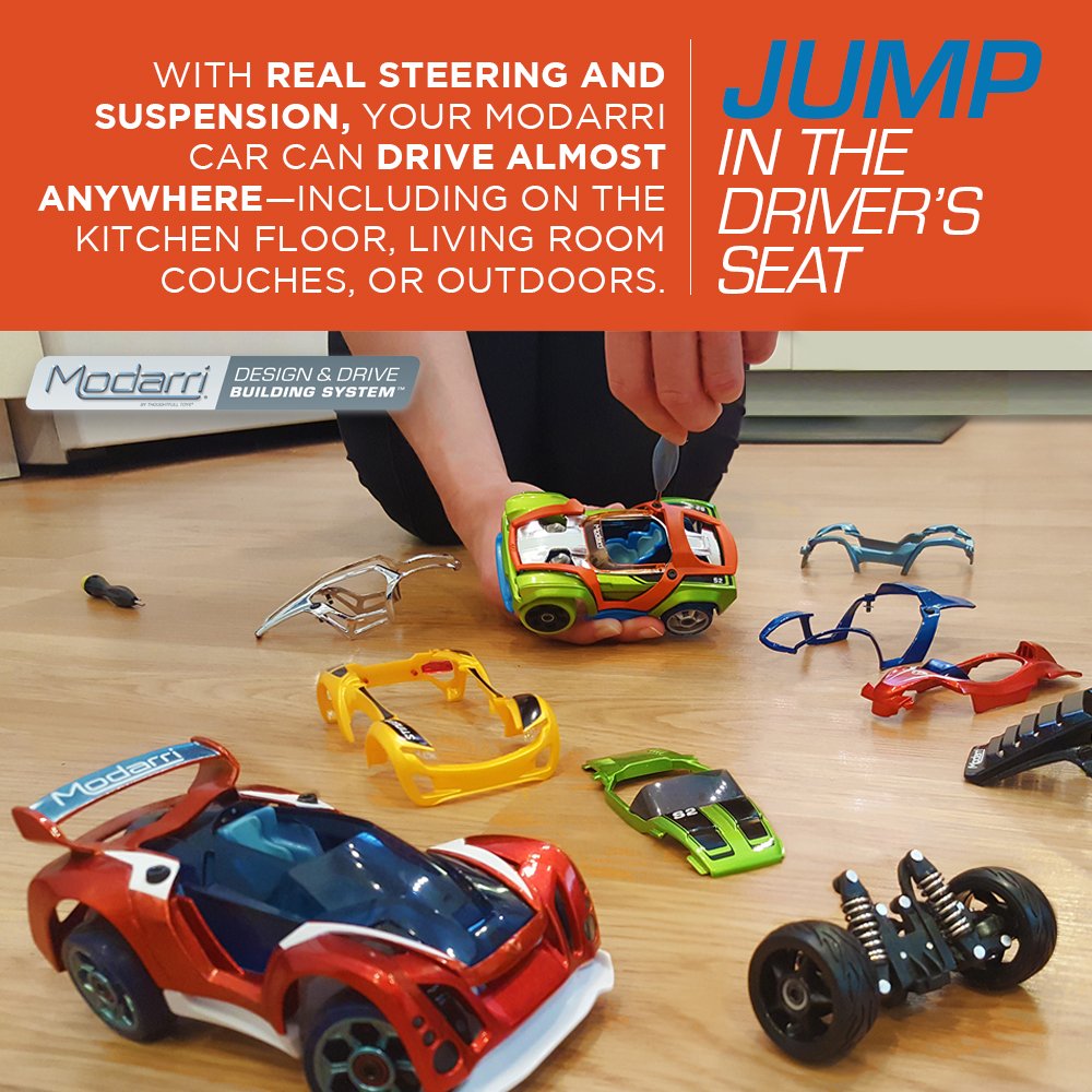 Modarri Delux T1 Track Car Red | Stem Educational Toy Cars | Make a Model Car - Design Your Own Working Race Cars | Fun and Functional Building Toys