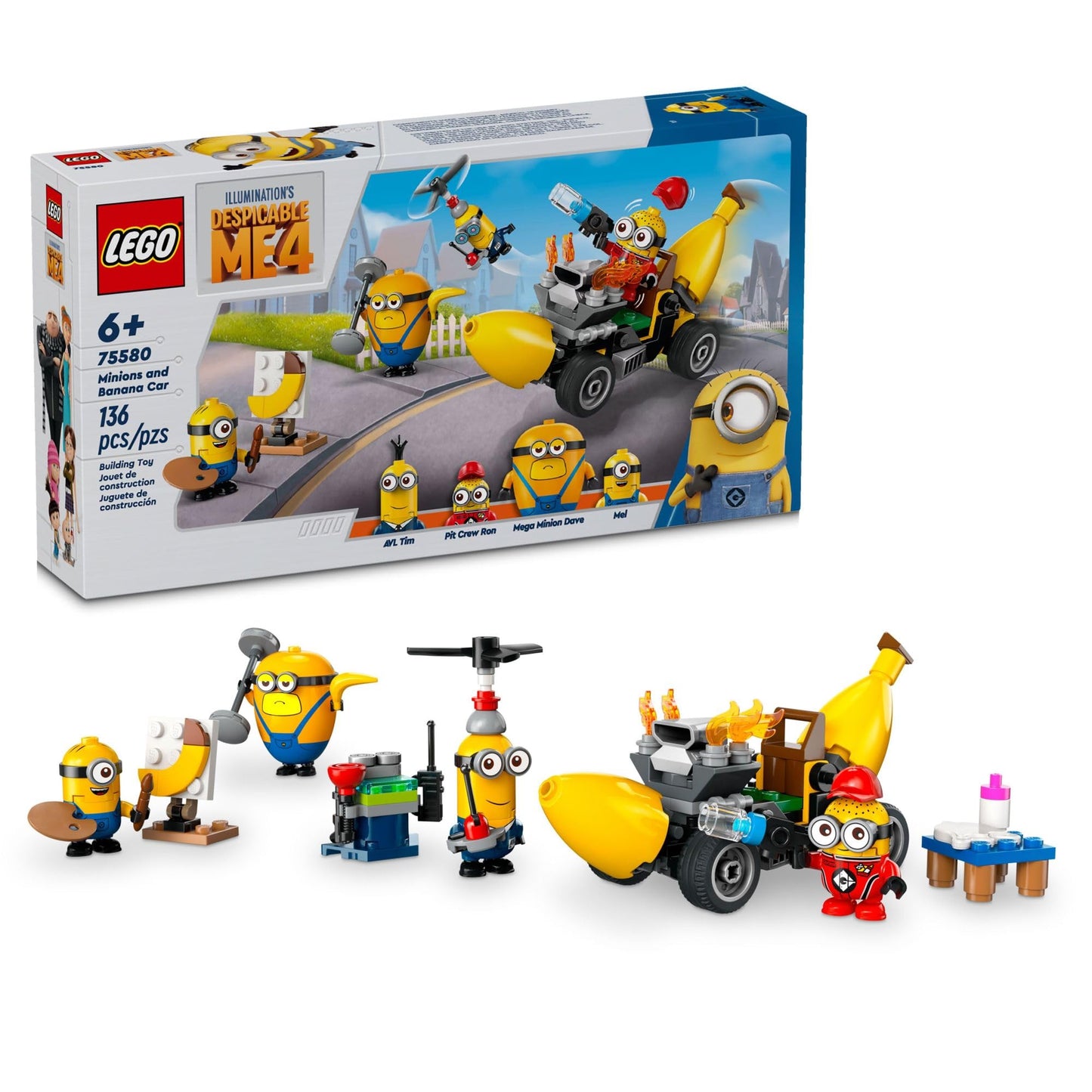 LEGO Despicable Me 4 Minions and Banana Car Toy Gift for Kids, Fun Illumination’s Despicable Me Playset, Creative Building Minions Toy for Boys