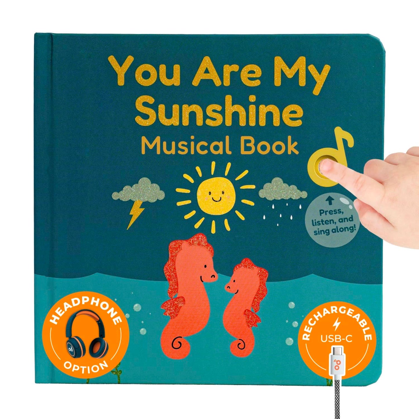 Cali's Books You Are My Sunshine Music Book Toddlers 1-3 Years Old - Nursery Rhymes Musical Book, Headphone Jack, Interactive Baby Sound Book, Singing