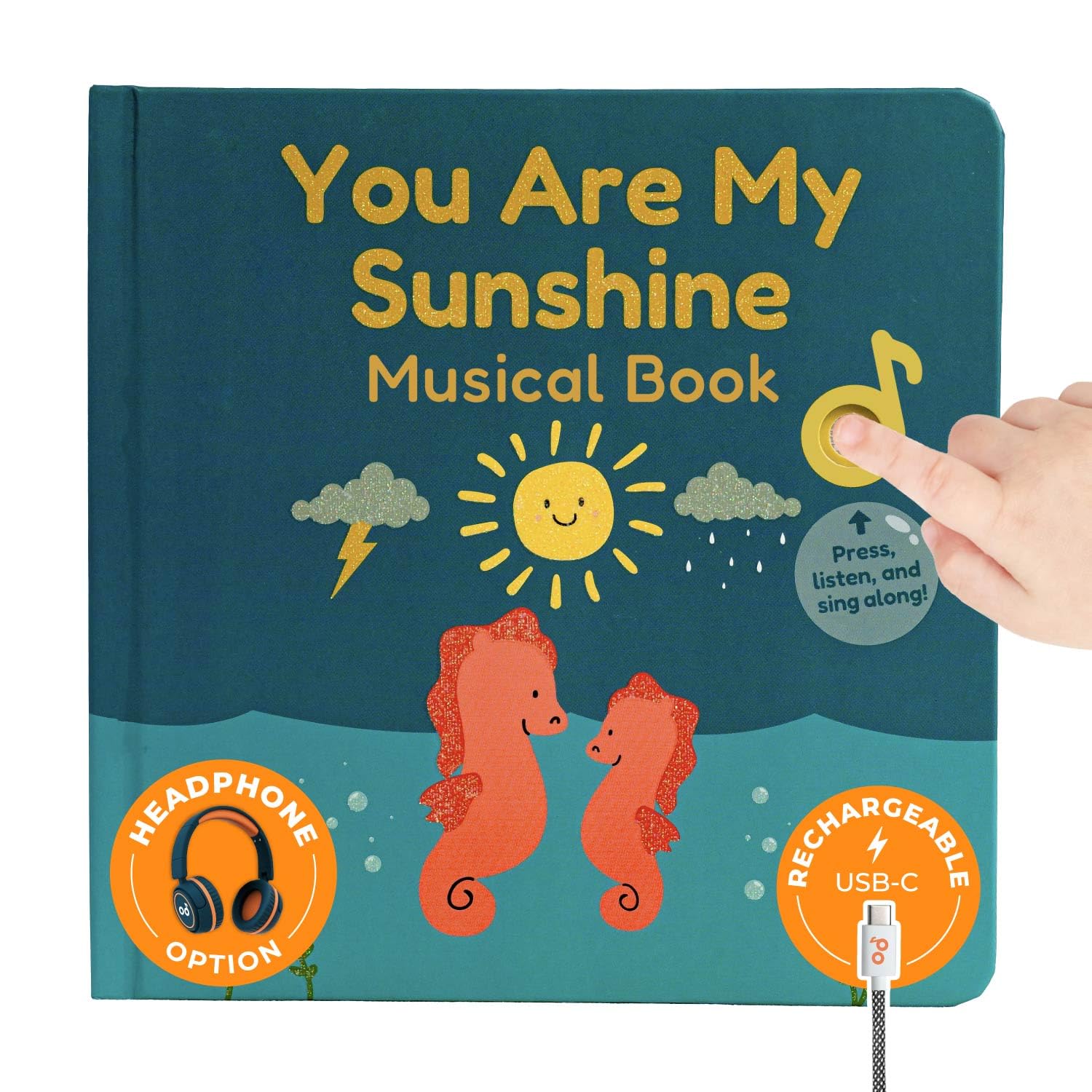 Cali's Books You Are My Sunshine Music Book Toddlers 1-3 Years Old - Nursery Rhymes Musical Book, Headphone Jack, Interactive Baby Sound Book, Singing