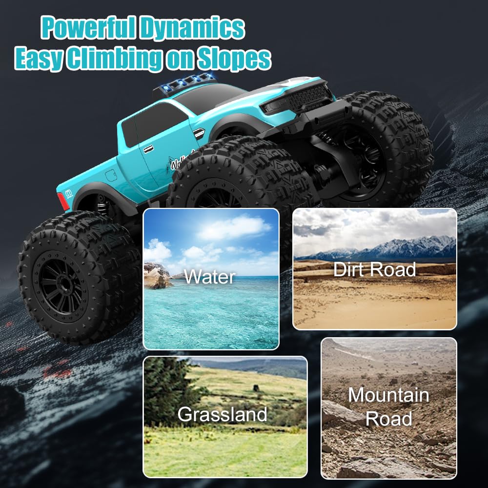 SEKAIHT Amphibious Remote Control Car Waterproof Monster Truck Toys for Kid 4WD All Terrain Off Road RC Cars 2.4G RC Trucks 2 Batteries Drift RC Stunt