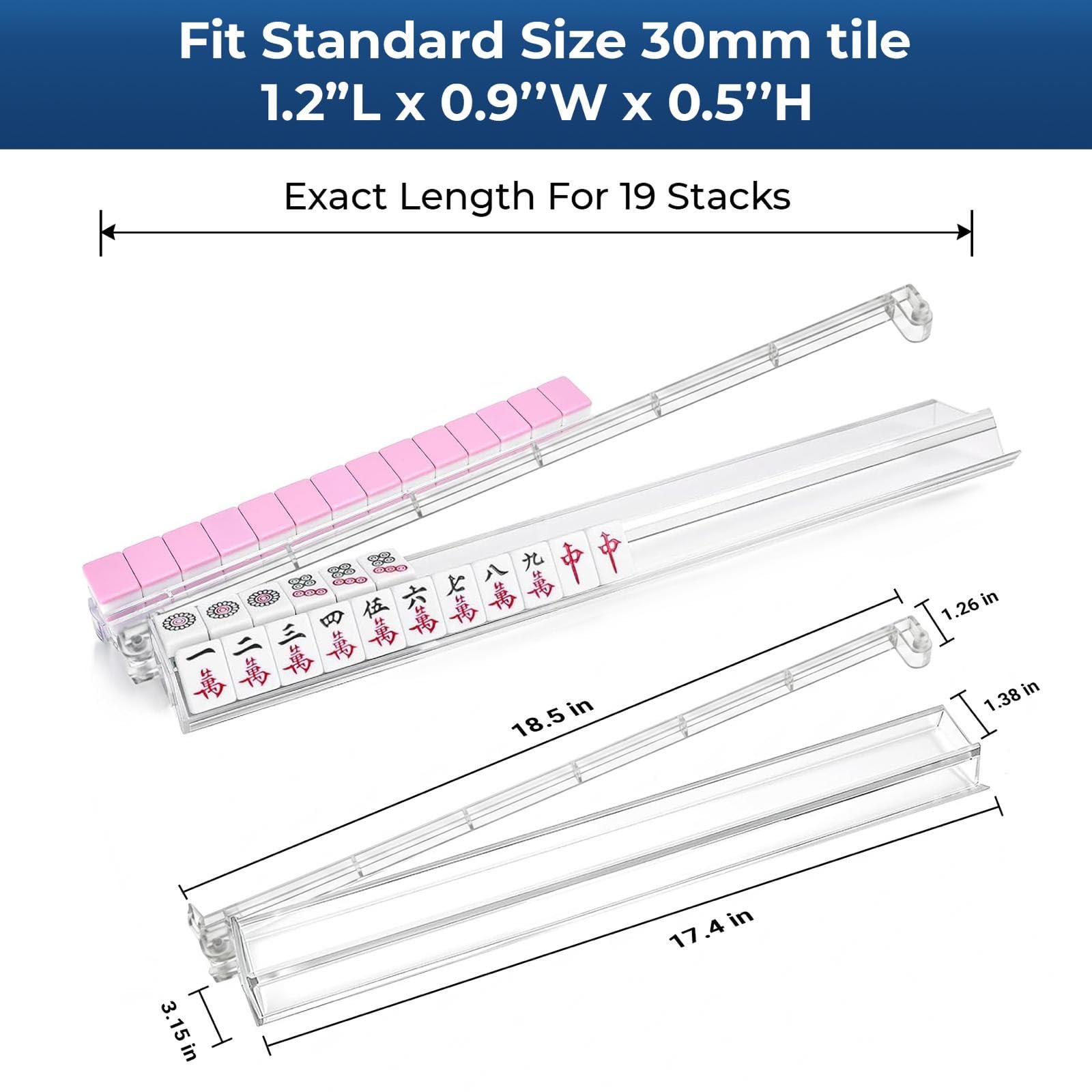 HANUSTARS Permium-Mahjong Racks with Pushers 4-Piece Set Clear Acrylic Tile Holder American Mahjong Racks with Pushers Mahjong Accessories Transparent