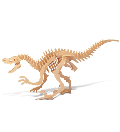Puzzled 3D Puzzle Velociraptor Dinosaur Wood Craft Construction Kit Fun Unique & Educational DIY Wooden Dino Toy Assemble Model Unfinished Craft Hobby