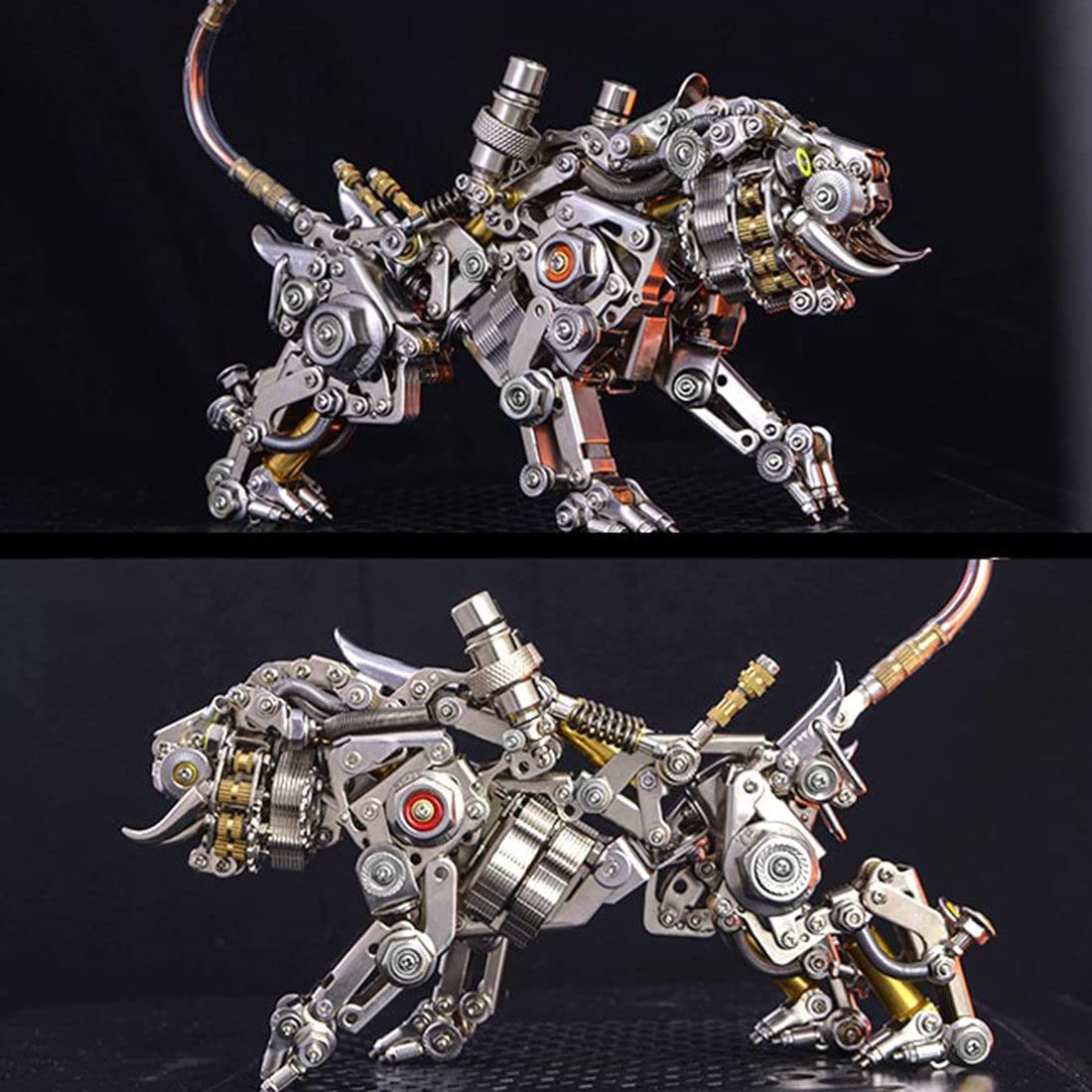 LOCHE 3D Metal Puzzle Model Kits, 3D Metal Steampunk Mechanical Tiger Kit 3D Jigsaw Puzzle, 700+ Pieces 3D Laser Puzzle DIY Assembly 3D Metal Model