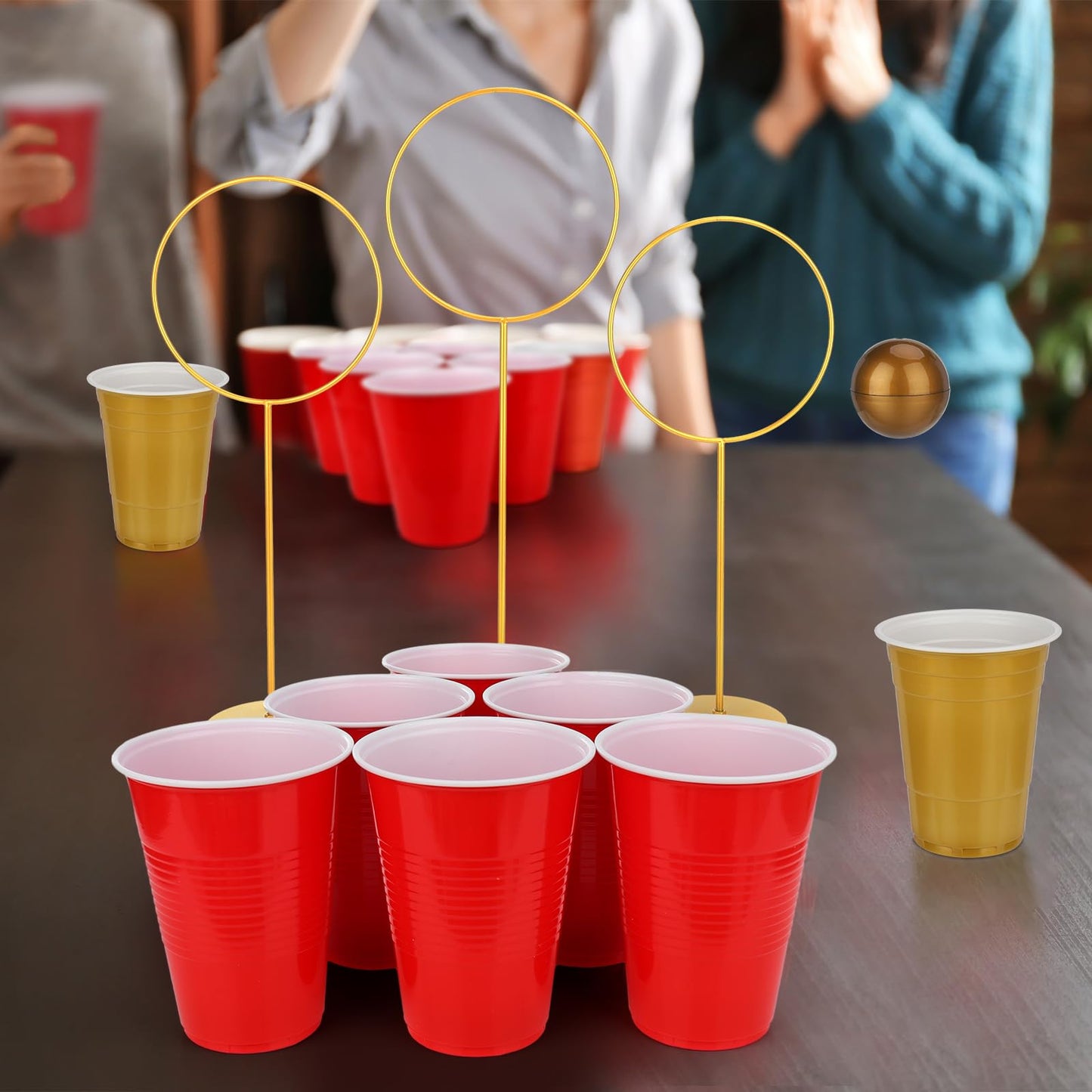 XEFINAL Party Beverage Pong Game Set with 3 PCS Large Goal Posts for Indoor Outdoor Party Cup Pong Throwing Game for Wizard Theme Party House Parties