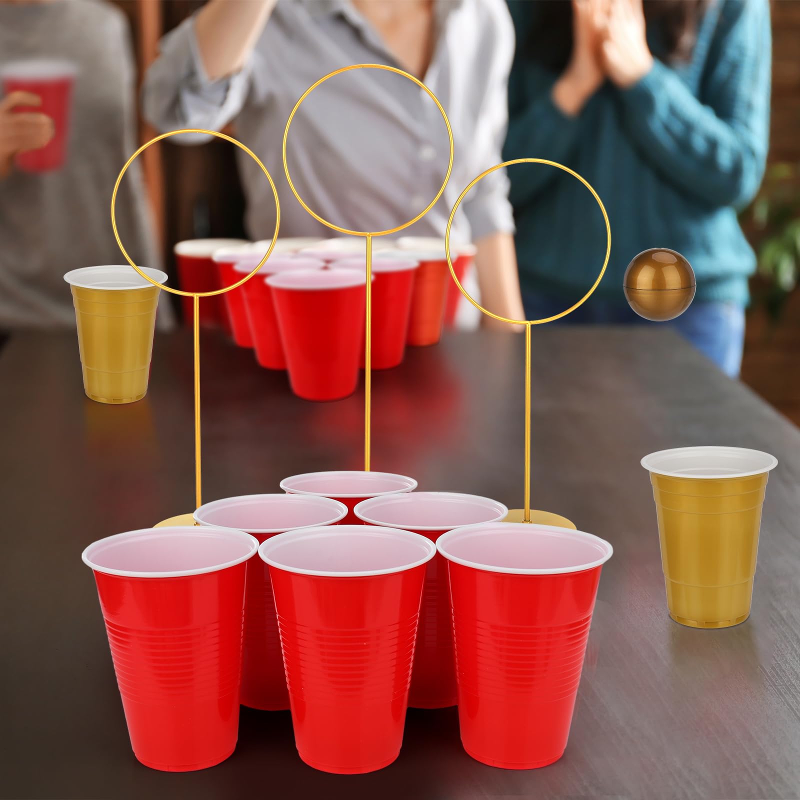 XEFINAL Party Beverage Pong Game Set with 3 PCS Large Goal Posts for Indoor Outdoor Party Cup Pong Throwing Game for Wizard Theme Party House Parties