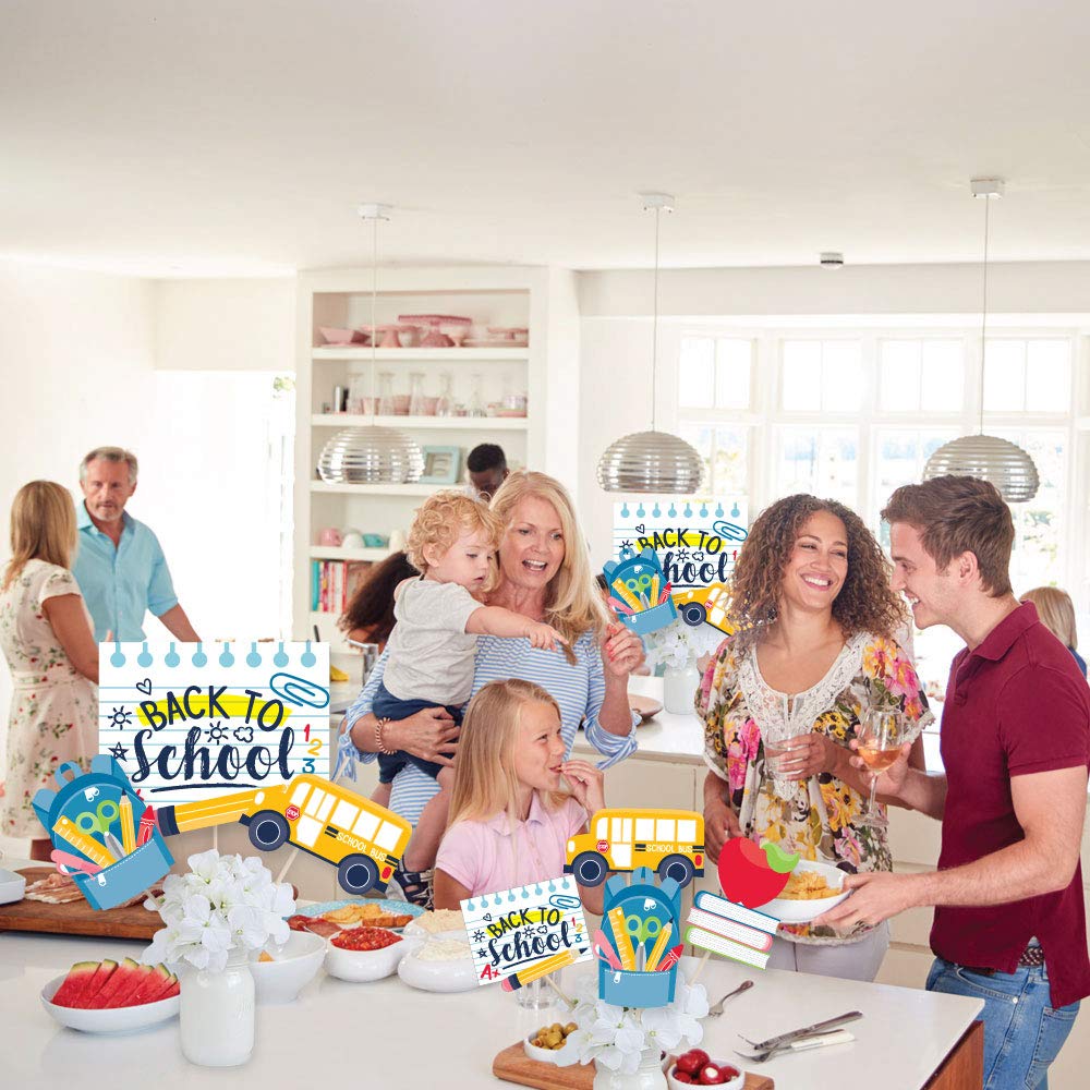 Big Dot of Happiness Back to School - First Day of School Classroom Decorations Centerpiece Sticks - Showstopper Table Toppers - 35 Pieces