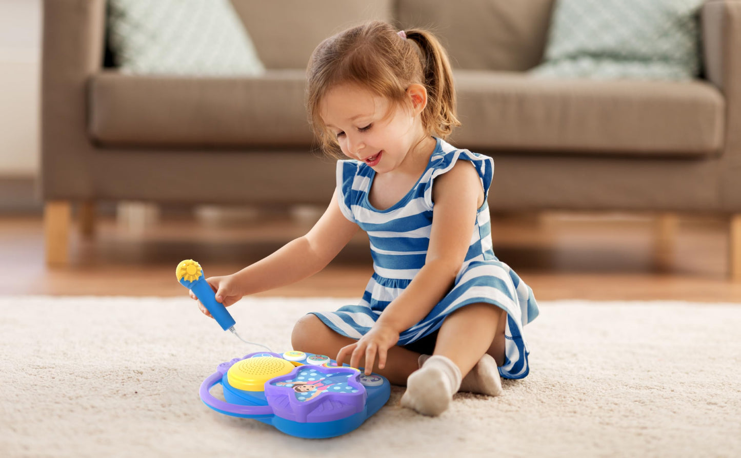eKids Ms Rachel Karaoke Microphone with Boombox for Fans of Toddler Toys, Kids Karaoke Machine with Built in Music, Great Gifts for Kids