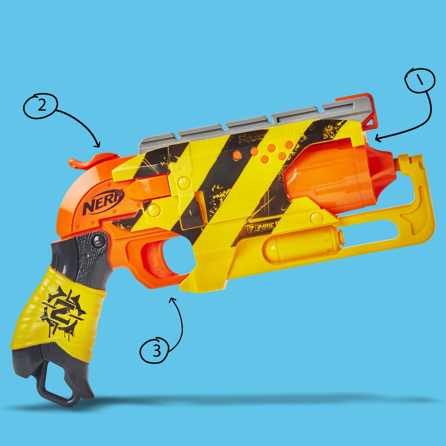 Nerf Zombie Strike Hammershot Blaster, Pull-Back Hammer-Blasting Action, 5 Darts (Amazon Exclusive)