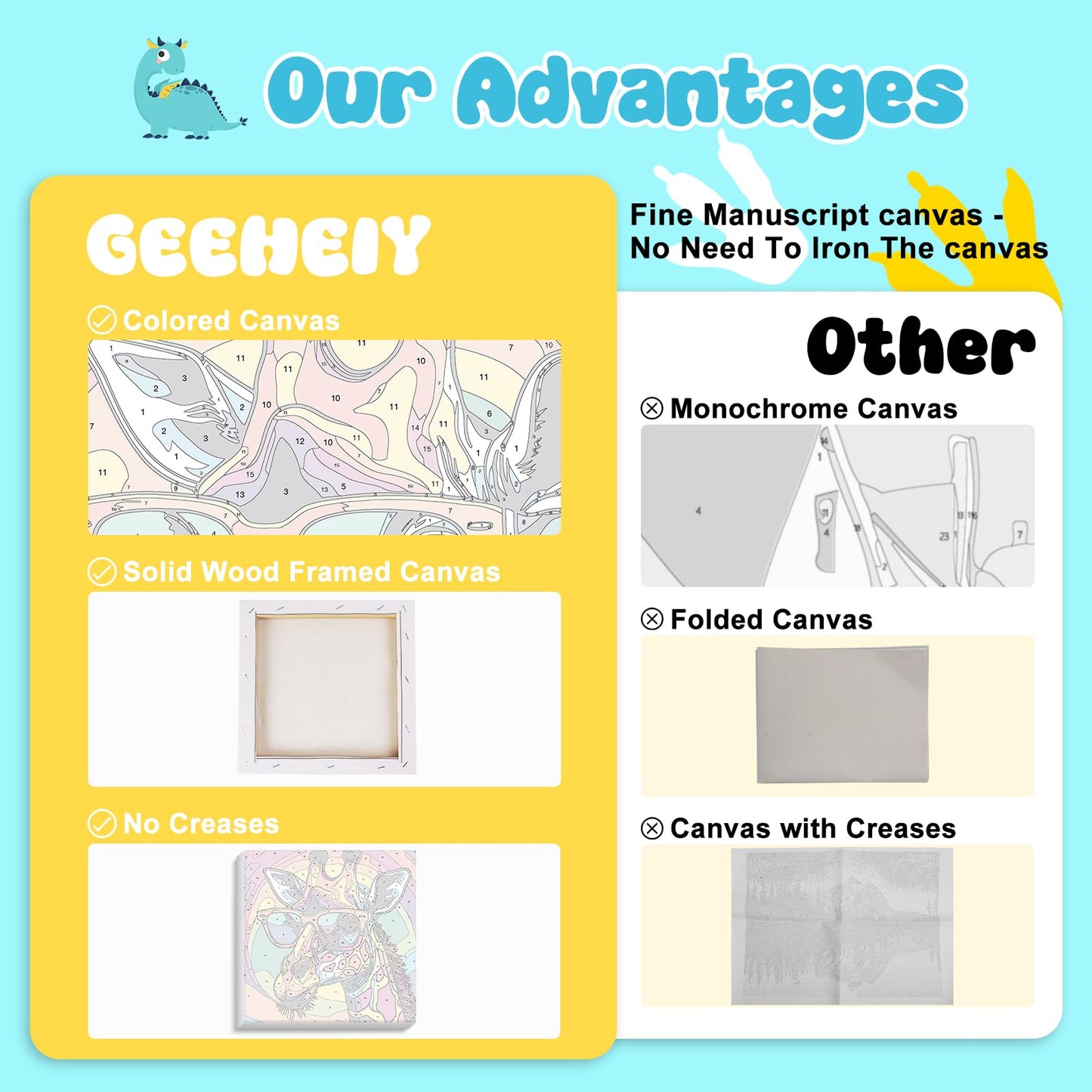 GEEHEIY Paint by Numbers Kit for Kids with Frame - Without Easel, Giraffe Paint by Number for Kids Ages 8-12, DIY Acrylic Oil Painting for Home Wall