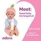 Adora Amazon Exclusive Sweet Babies Collection, 11” Soft and Cuddly Baby Doll Machine Washable, Birthday Gift For Ages 1+ - Baby Grapefruit