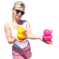 Large 5.5" Tall Rubber Duckies (Pink Duck) Colorful Ducks Great for Dash Display and Bath Play
