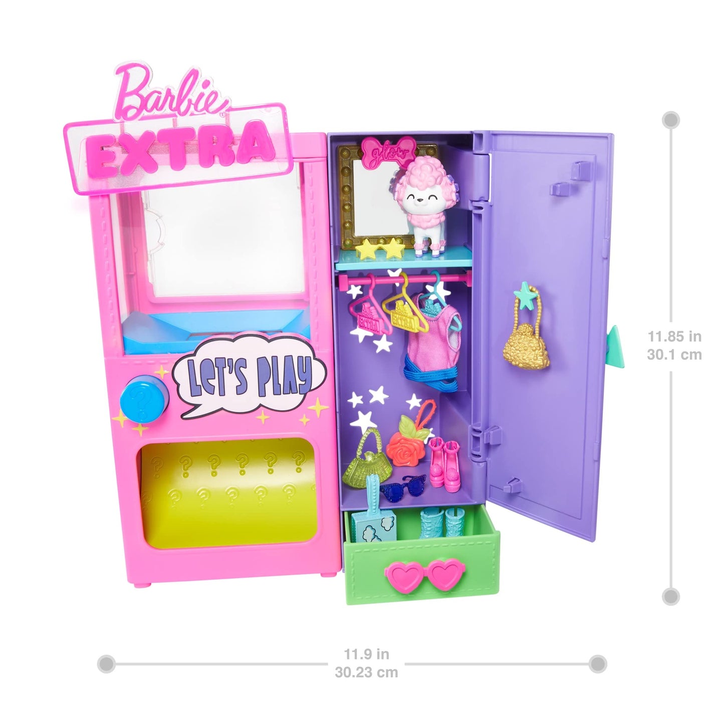 Barbie Extra Surprise Fashion Playset with 20 Pieces Including Pet Poodle, Closet and Push-Button Feature That Dispenses Fashion Accessories, Gift