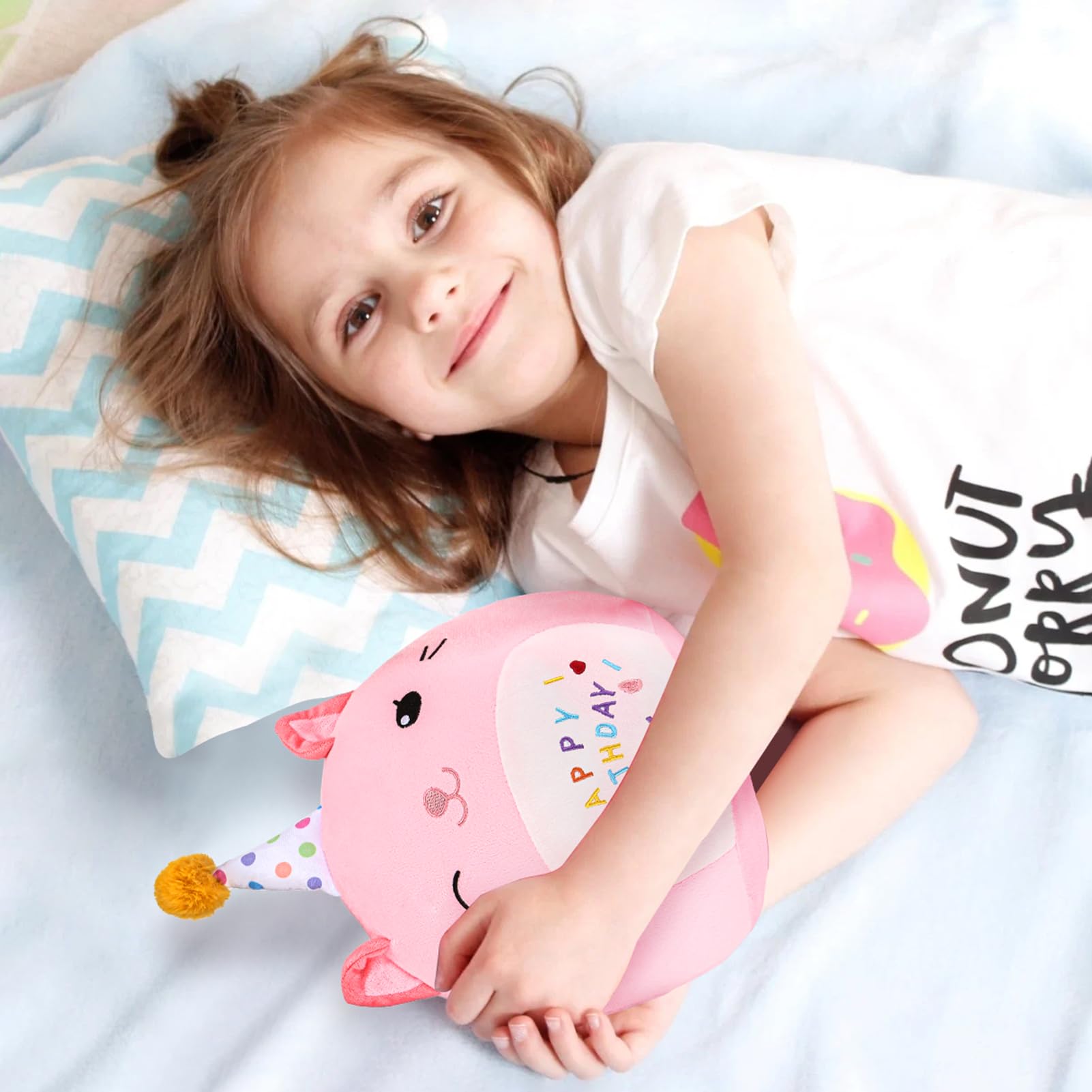 ABEARCAR Cute Cat Plush Birthday Gifts for Girls, Soft Cat Plushies Toy Pink Pillow Cat Stuffed Animals Gift for Girlfriend Kids Birthday 8" Cat