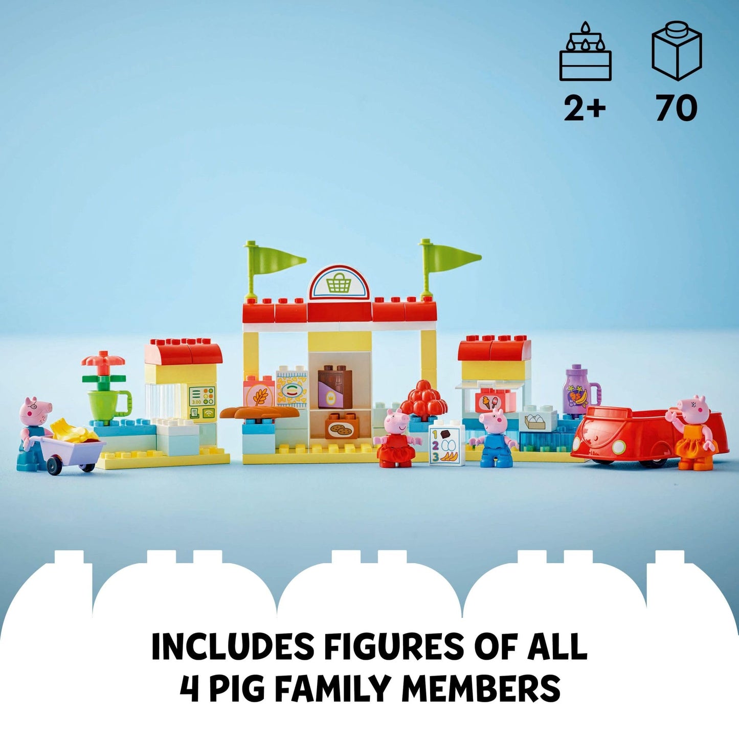 LEGO DUPLO Peppa Pig Supermarket Building Toy - Peppa Pig Toys for Girls & Boys, Ages 2+ Years - Gift for Birthdays - Pretend Play Playset for