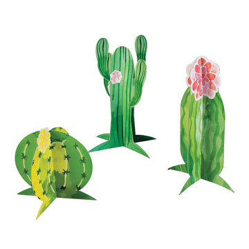 Fun Express Cactus Party Centerpiece Cinco de Mayo Fiesta Party Decor - VBS Vacation Bible School Supplies/Decor - 3 piece set