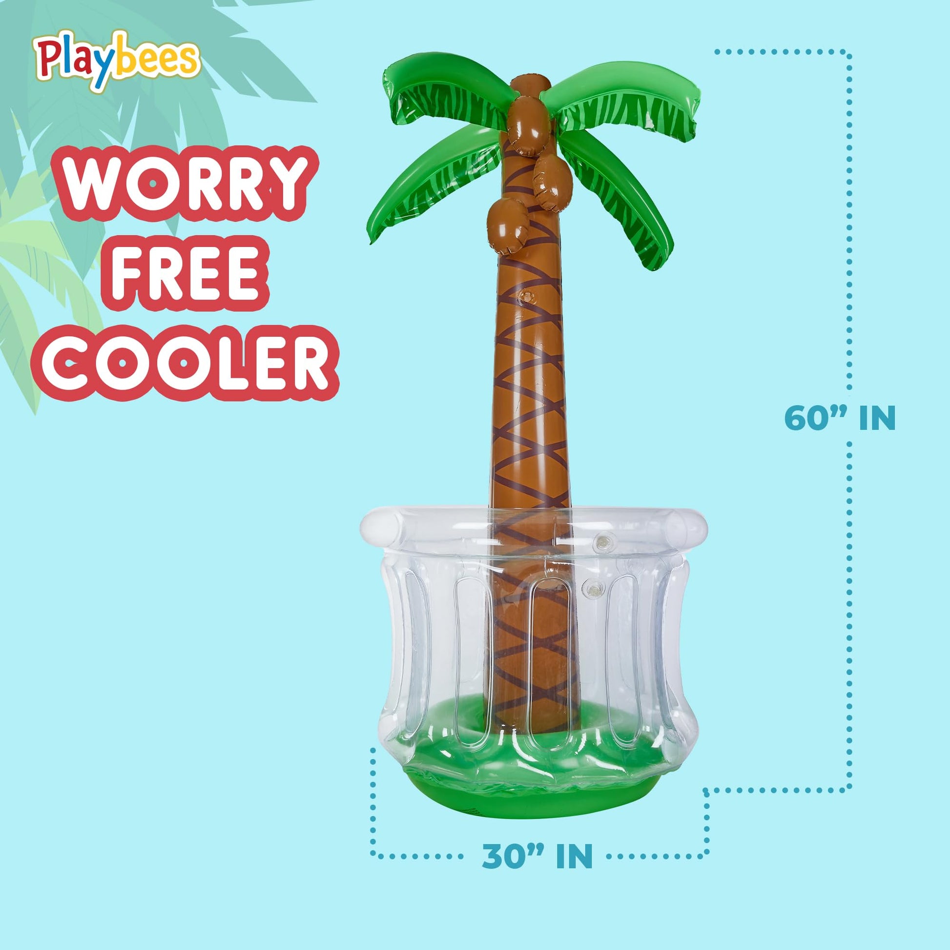 Inflatable Palm Tree Cooler 60" - Blow Up Palm Tree Luau Hawaiian Tropical Beach Theme Summer Swimming Pool Party Decorations - Outdoor Party Supplies
